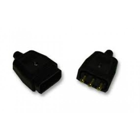 3 Pin Black Inline Heavy Duty Rubber Flex Connector
