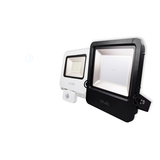 Ovia Lighting OV10120BKCWPIR 20W LED Black Floodlight with PIR Cool White