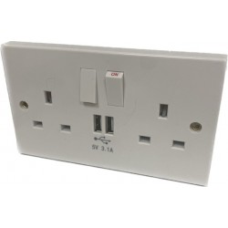 Niglon S132USB-3 13 Amp Twin Switched Socket with 3.1A USB X 2
