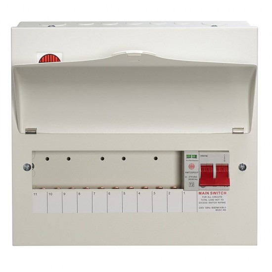 Wylex 10 Way 100A Isolator Incomer Metal Clad Consumer Unit with Type 2 SPD