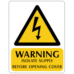 Warning Isolate Supply Before opening cover EACH