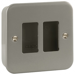 Click 2 Gang Front Plate and Back Box Metalclad