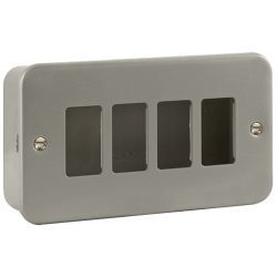 Click 4 Gang Front Plate and Back Box Metalclad