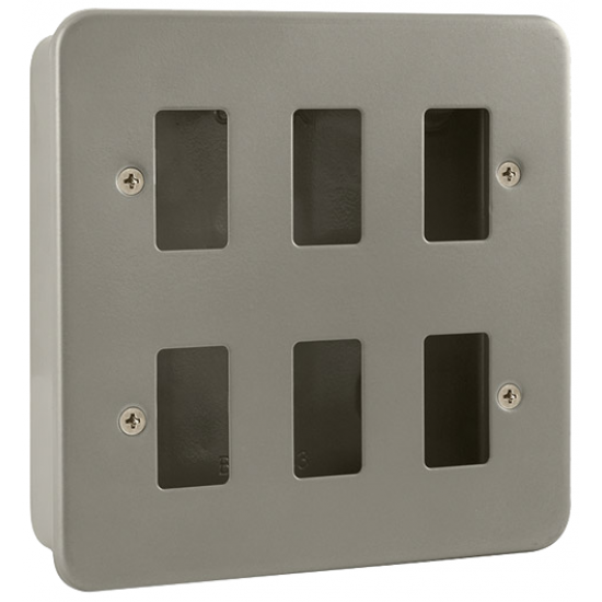 Click 6 Gang Front Plate and Back Box Metalclad