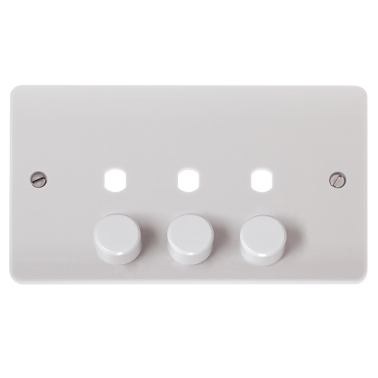 Click Mode 3 Gang Unfurnished Dimmer Plate & Knobs