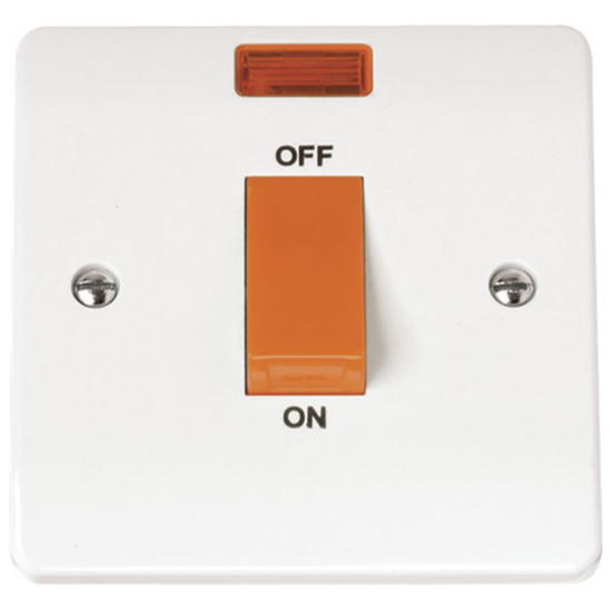 Click Mode 45 Amp Double Pole Single Plate Switch with Neon