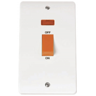 Click Mode 45 Amp Double Pole Vertical Plate Switch with Neon 