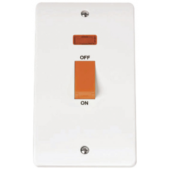 Click Mode 45 Amp Double Pole Vertical Plate Switch with Neon