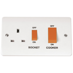 Click Mode 45 Amp Double Pole Cooker Switch with Socket 
