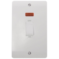Click Mode 45 Amp double Pole Vertical Switch White Rocker Neon