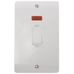 Click Mode 45 Amp double Pole Vertical Switch White Rocker Neon