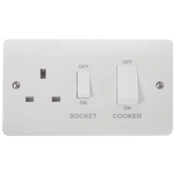 Click Mode 45 Amp Double Pole Cooker Switch with Socket White Rockers