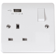 Click CMA771U 13 Amp single Switched Socket with USB (2.1A)