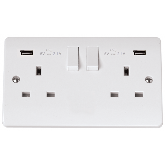 Click Mode 13 Amp Twin Switched Socket with 2 X USB (2.1A)
