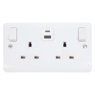 Click Mode 13 Amp Twin Switched Socket with USB (A) and USB(C)