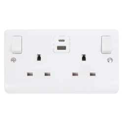 Click Mode 13 Amp Twin Switched Socket with USB (A) and USB(C)