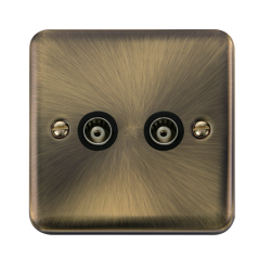 DPAB159BK Deco Plus Twin Isolated Coaxial Outlet