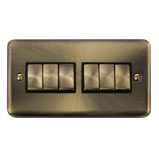 DPAB416BK Deco Plus 10AX Ingot 6 Gang 2 Way Plate