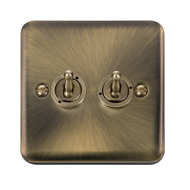 DPAB422 Deco Plus 10Amp  2 Gang 2 Way Toggle Switch antique brass