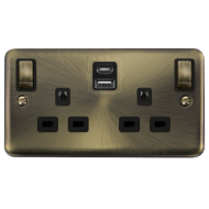 DPAB586BK Deco Plus Twin Socket 13 Amp 4.2A A&C USB Ingot