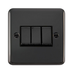 DPBN413BK Deco Plus 10AX Ingot 3 Gang 2 Way Plate