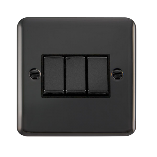 DPBN413BK Deco Plus 10AX Ingot 3 Gang 2 Way Plate