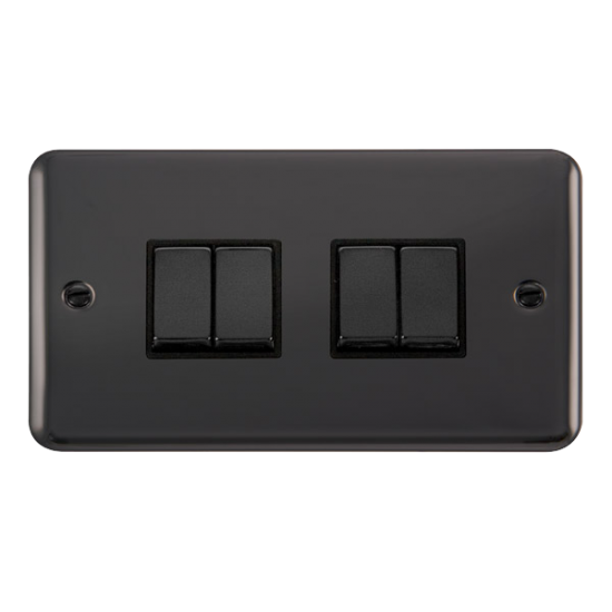 DPBN414BK Deco Plus 10AX Ingot 4 Gang 2 Way Plate