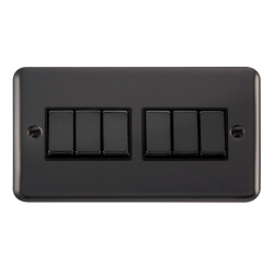 DPBN416BK Deco Plus 10AX Ingot 6 Gang 2 Way Plate