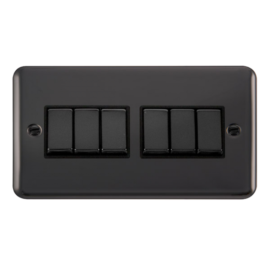 DPBN416BK Deco Plus 10AX Ingot 6 Gang 2 Way Plate