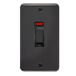 DPBN503BK Deco Plus 45A Ingot 2 Gang DP Switch Wit