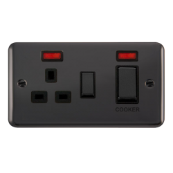 DPBN505BK Deco Plus 45A Ingot 2 Gang DP Switch Wit
