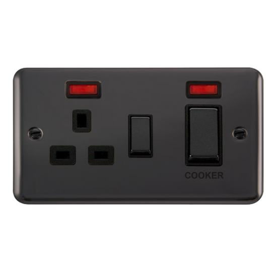 DPBN505BK Deco Plus 45A Ingot 2 Gang DP Switch Wit