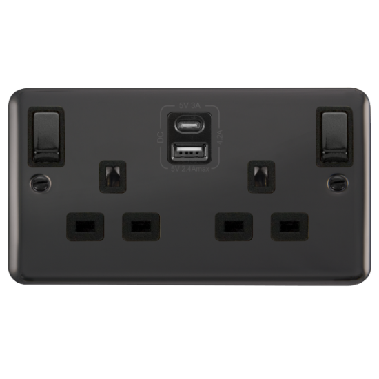 DPBN586BK Deco Plus 2G 13A SW SKT 4.2A A&C USB ING