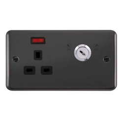 DPBN655BK Deco Plus 13A 1G DP LOCKABLE SKT NEON DE