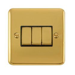DPBR413BK Deco Plus 10AX Ingot 3 Gang 2 Way Plate