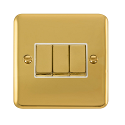 DPBR413WH Deco Plus 10AX Ingot 3 Gang 2 Way Plate