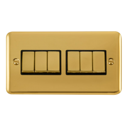 DPBR416BK Deco Plus 10AX Ingot 6 Gang 2 Way Plate
