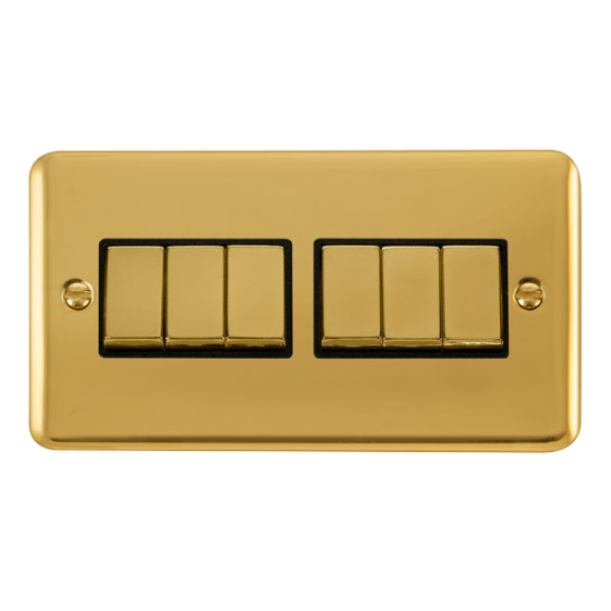 DPBR416BK Deco Plus 10AX Ingot 6 Gang 2 Way Plate