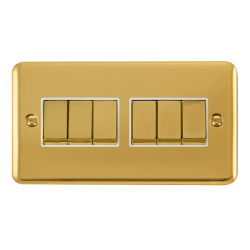 DPBR416WH Deco Plus 10AX Ingot 6 Gang 2 Way Plate