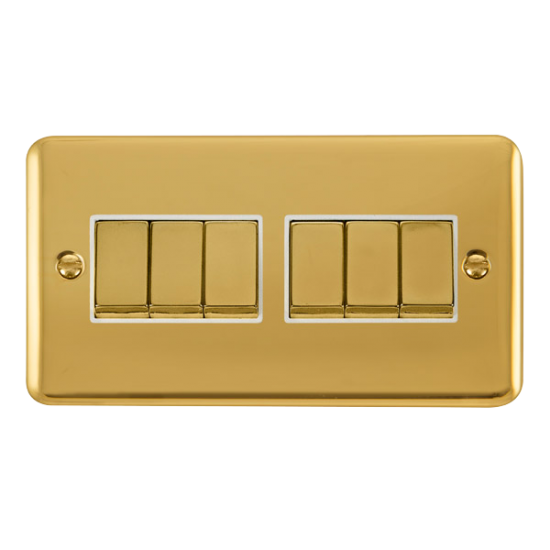 DPBR416WH Deco Plus 10AX Ingot 6 Gang 2 Way Plate