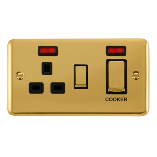 DPBR505BK Deco Plus 45A Ingot 2 Gang DP Switch Wit