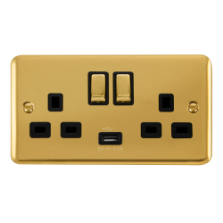 DPBR570BK Deco Plus 13A Ingot 2 Gang Switched Sock