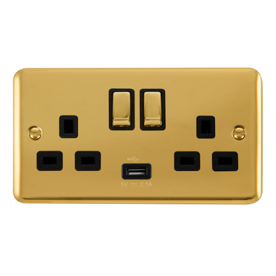 DPBR570BK Deco Plus 13A Ingot 2 Gang Switched Sock