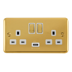 DPBR570WH Deco Plus 13A Ingot 2 Gang Switched Sock