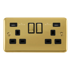 DPBR580BK Deco Plus 13A Ingot 2 Gang Switched Sock