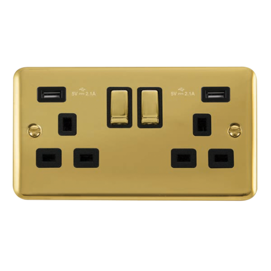 DPBR580BK Deco Plus 13A Ingot 2 Gang Switched Sock