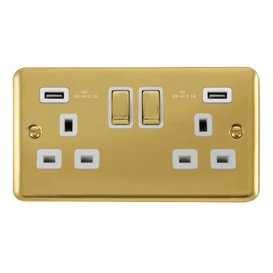 DPBR580WH Deco Plus 13A Ingot 2 Gang Switched Sock