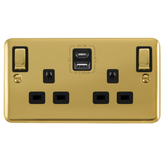 DPBR586BK Deco Plus 2G 13A SW SKT 4.2A A&C USB ING