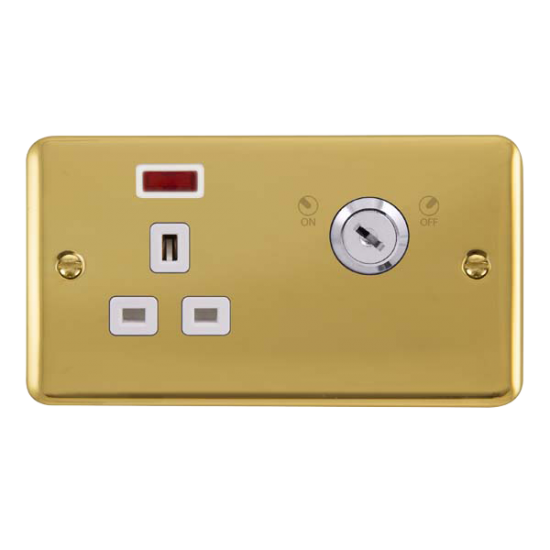 DPBR655WH Deco Plus 13A 1G DP LOCKABLE SKT NEON DE