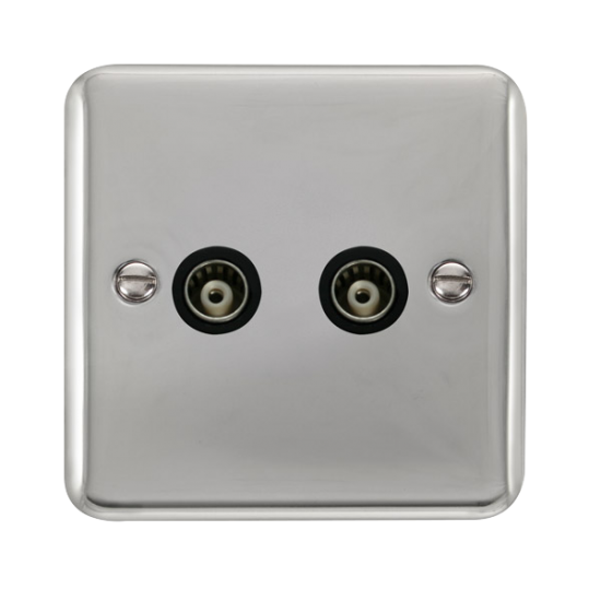 DPCH159BK Deco Plus Twin Isolated Coaxial Outlet